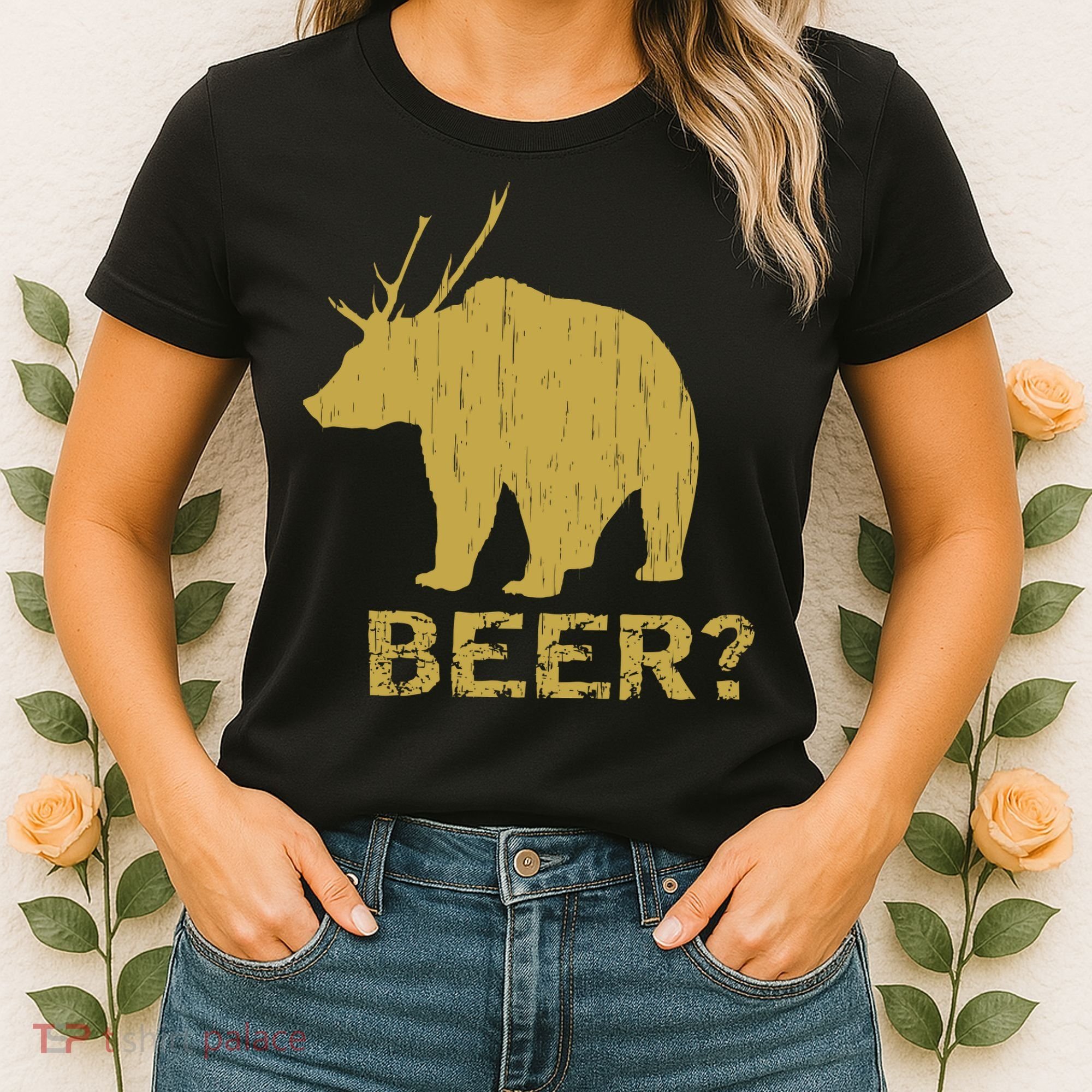 Deer Bear Beer Moose Elk Hunting Funny Women's T-Shirt