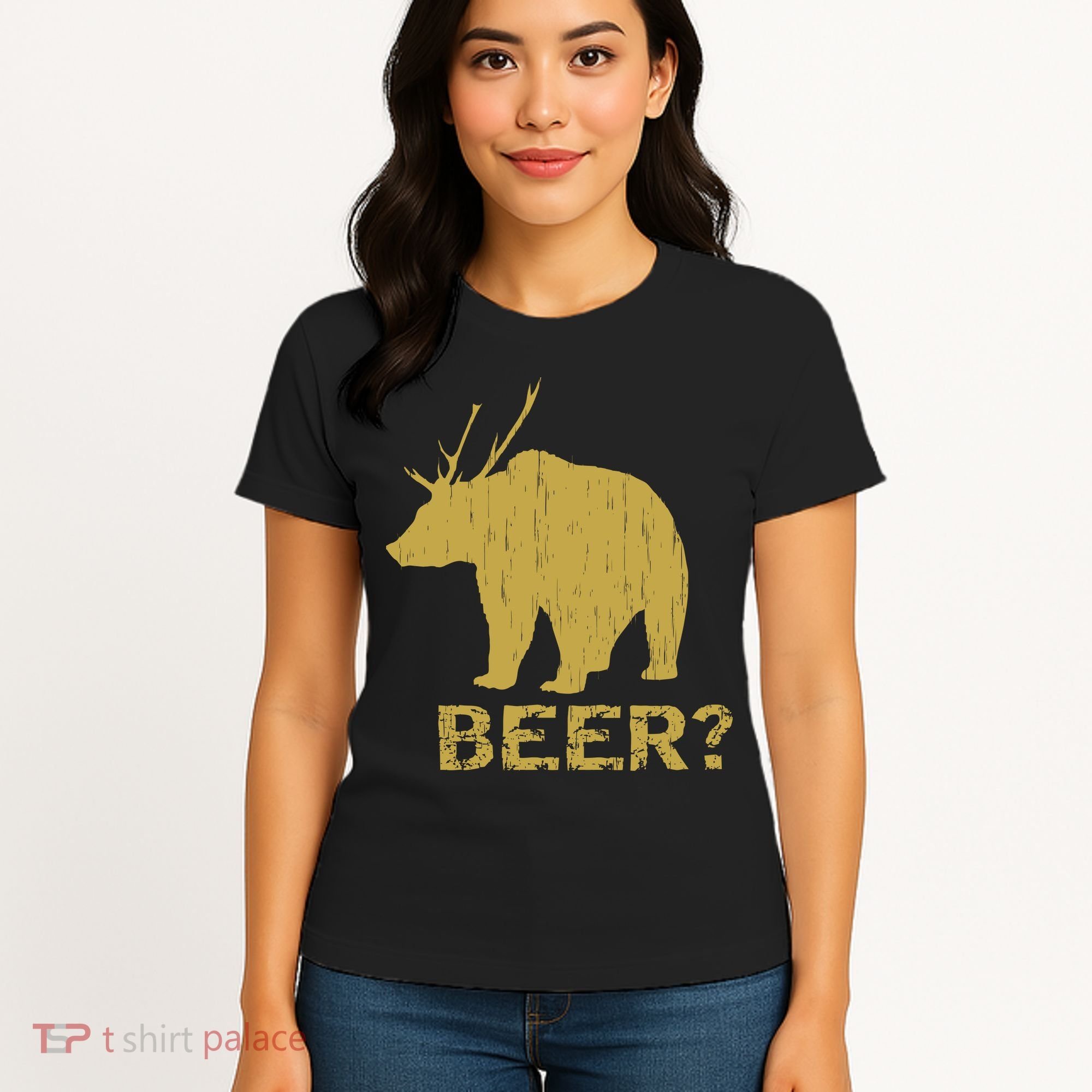 Deer Bear Beer Moose Elk Hunting Funny Women's T-Shirt