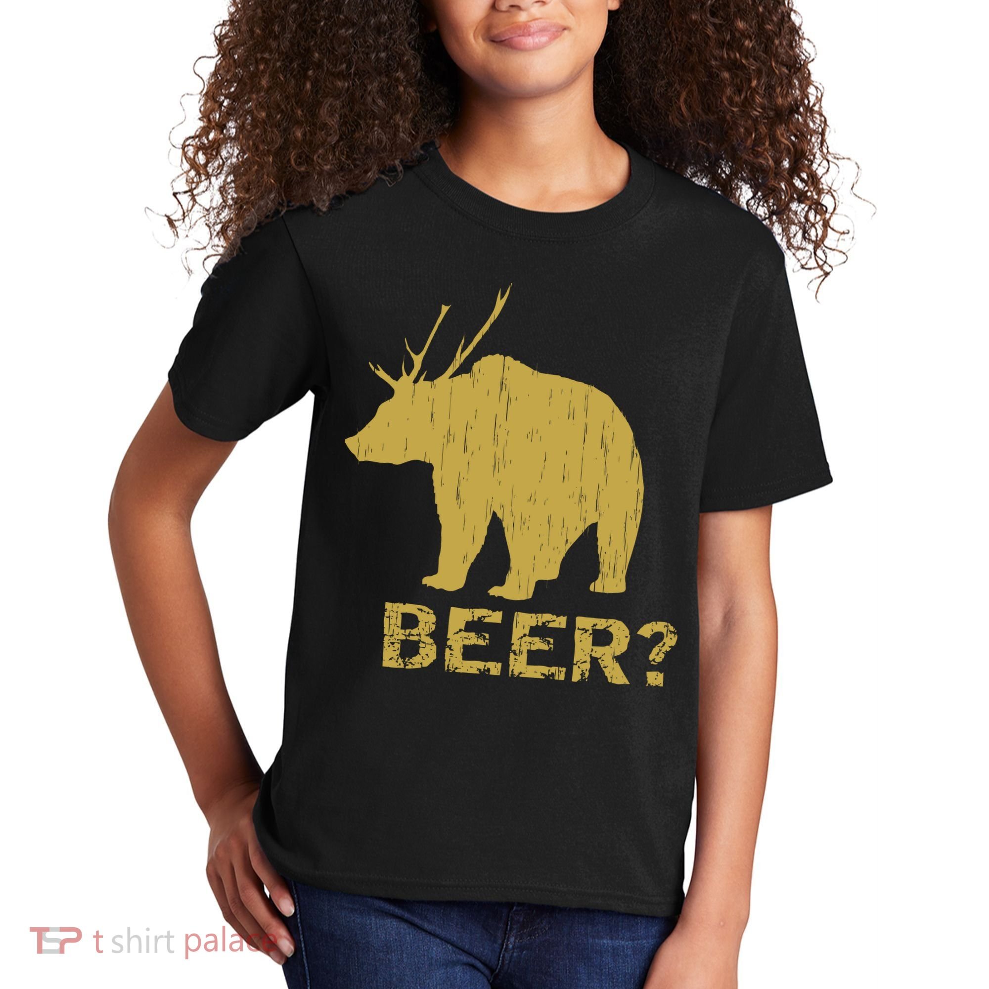 Deer Bear Beer Moose Elk Hunting Funny Kids T-Shirt