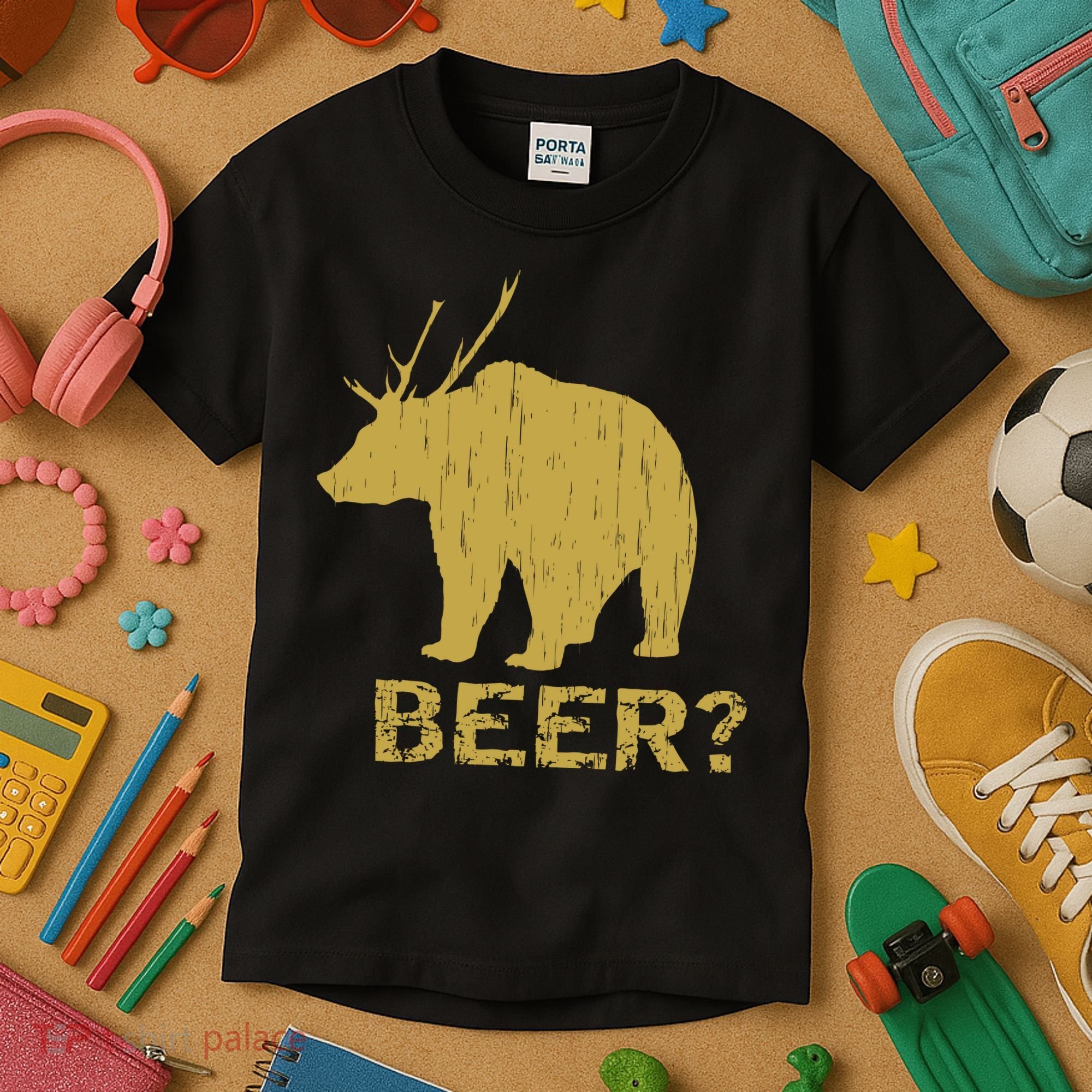 Deer Bear Beer Moose Elk Hunting Funny Kids T-Shirt