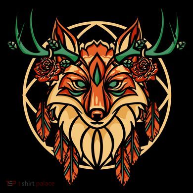 Deer Fox Abstract Button