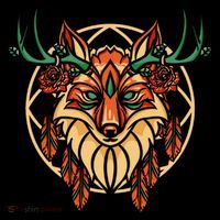 Deer Fox Abstract Button thumb 1