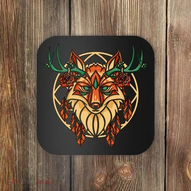 Deer Fox Abstract Coaster