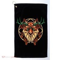 Deer Fox Abstract Golf Towel thumb 0