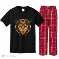 Deer Fox Abstract Kids Plaid Pajama Set thumb 0