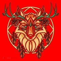 Deer Fox Abstract Santa Hat thumb 1