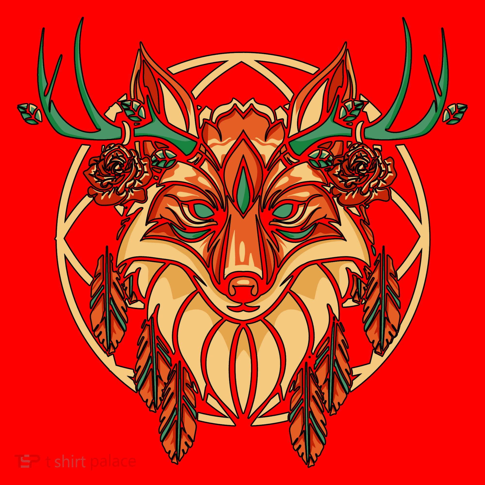 Deer Fox Abstract Santa Hat
