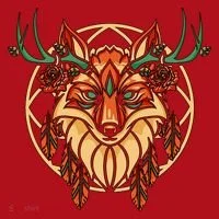 Deer Fox Abstract Christmas Stocking thumb 1