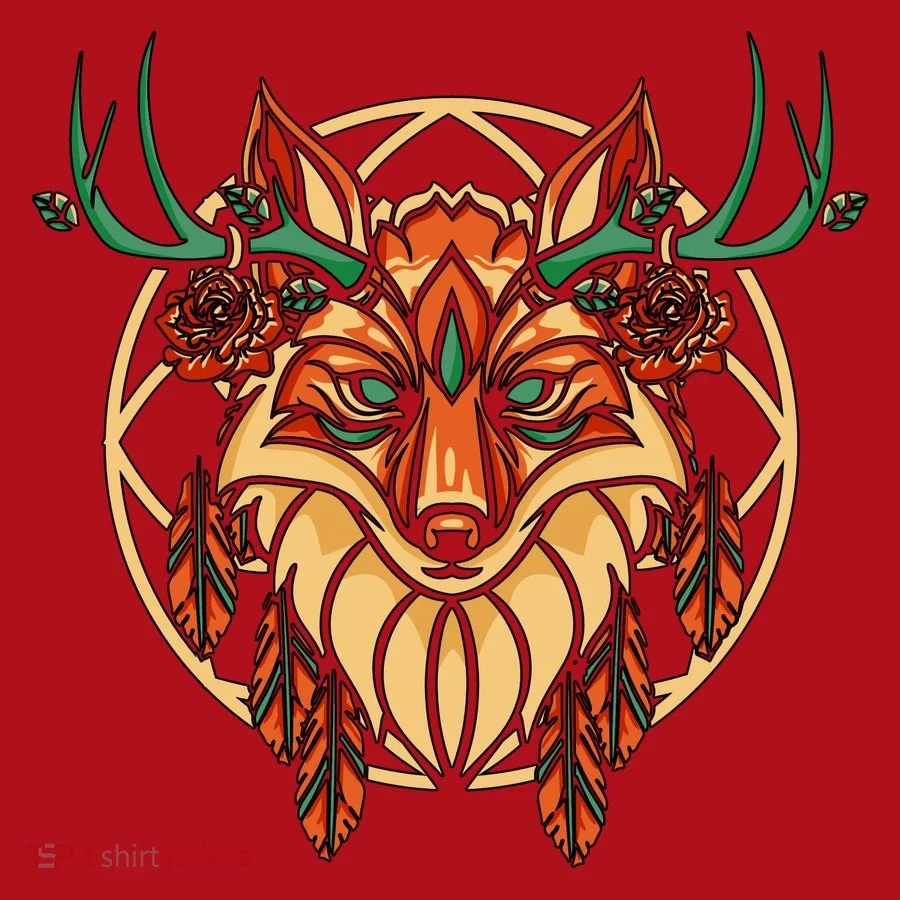 Deer Fox Abstract Christmas Stocking