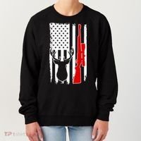 Deer Hunting Distressed USA American Flag Women's Sweatshirt thumb 0