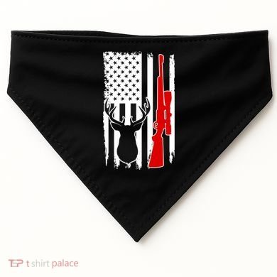 Deer Hunting Distressed USA American Flag USA-Made Doggie Bandana