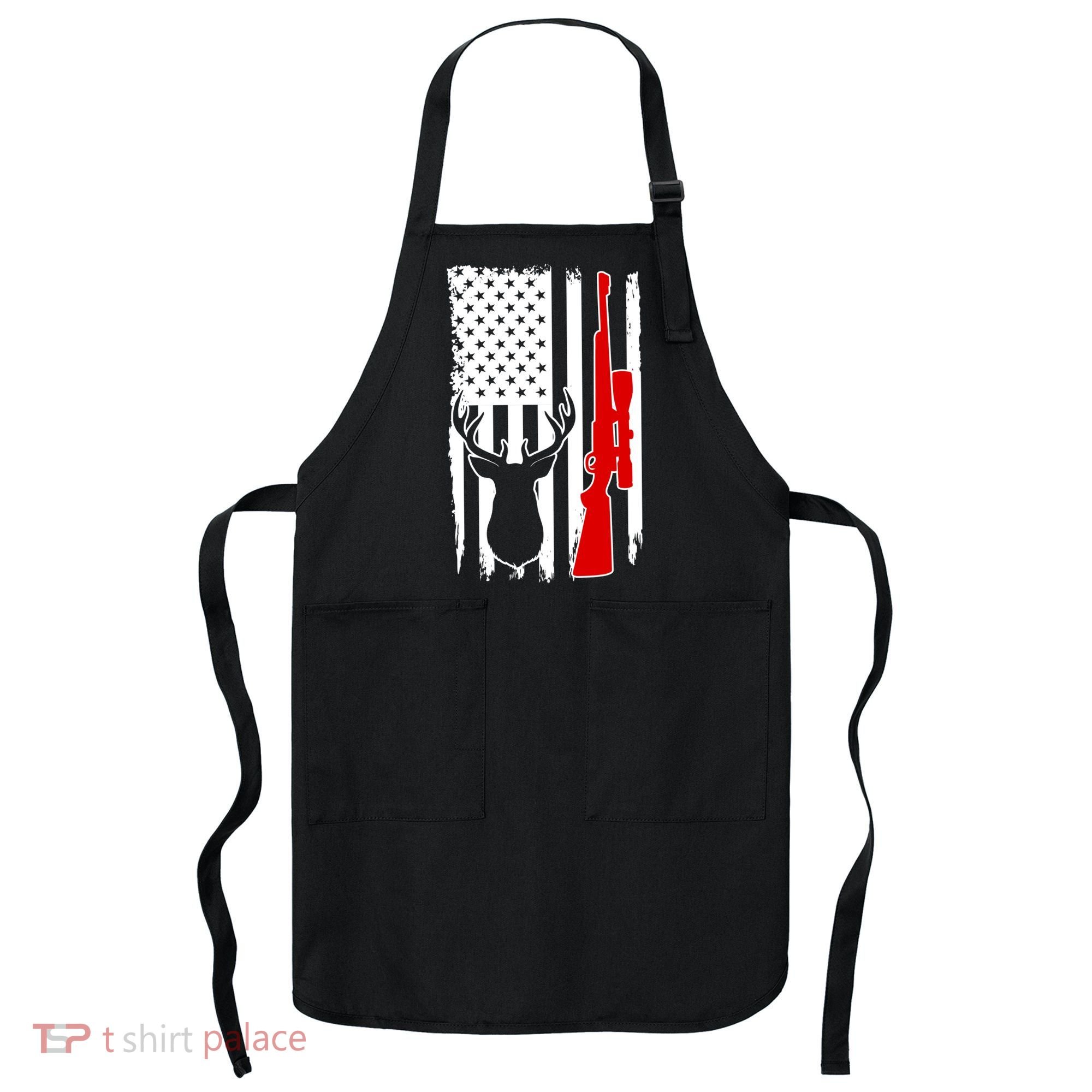 Deer Hunting Distressed USA American Flag Apron