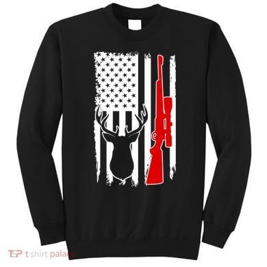 Deer Hunting Distressed USA American Flag Sweatshirt