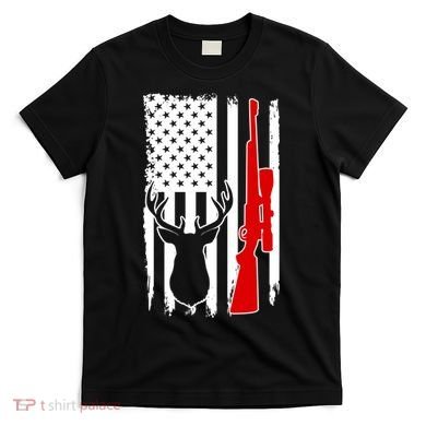 Deer Hunting Distressed USA American Flag T-Shirt