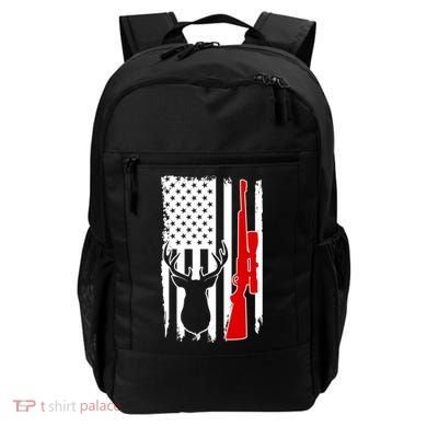 Deer Hunting Distressed USA American Flag Backpack