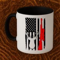 Deer Hunting Distressed USA American Flag Coffee Mug thumb 2