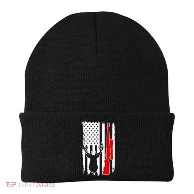Deer Hunting Distressed USA American Flag Beanie