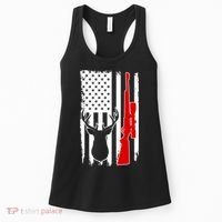 Deer Hunting Distressed USA American Flag Women's Tank Top thumb 0