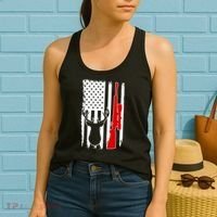 Deer Hunting Distressed USA American Flag Women's Tank Top thumb 2