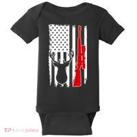 Deer Hunting Distressed USA American Flag Baby Bodysuit thumb 0