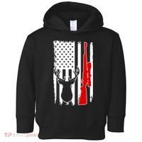 Deer Hunting Distressed USA American Flag Toddler Hoodie thumb 0
