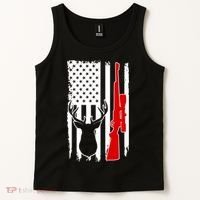 Deer Hunting Distressed USA American Flag Tank Top thumb 2