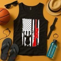 Deer Hunting Distressed USA American Flag Tank Top thumb 4