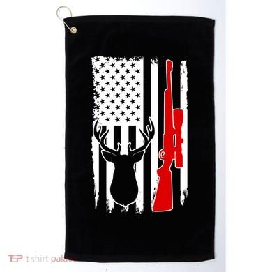 Deer Hunting Distressed USA American Flag Golf Towel