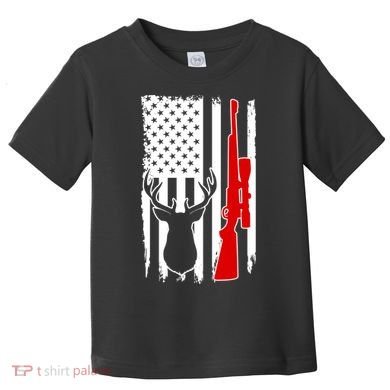 Deer Hunting Distressed USA American Flag Toddler T-Shirt