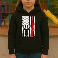 Deer Hunting Distressed USA American Flag Kids Hoodie thumb 3