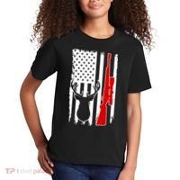 Deer Hunting Distressed USA American Flag Kids T-Shirt thumb 2