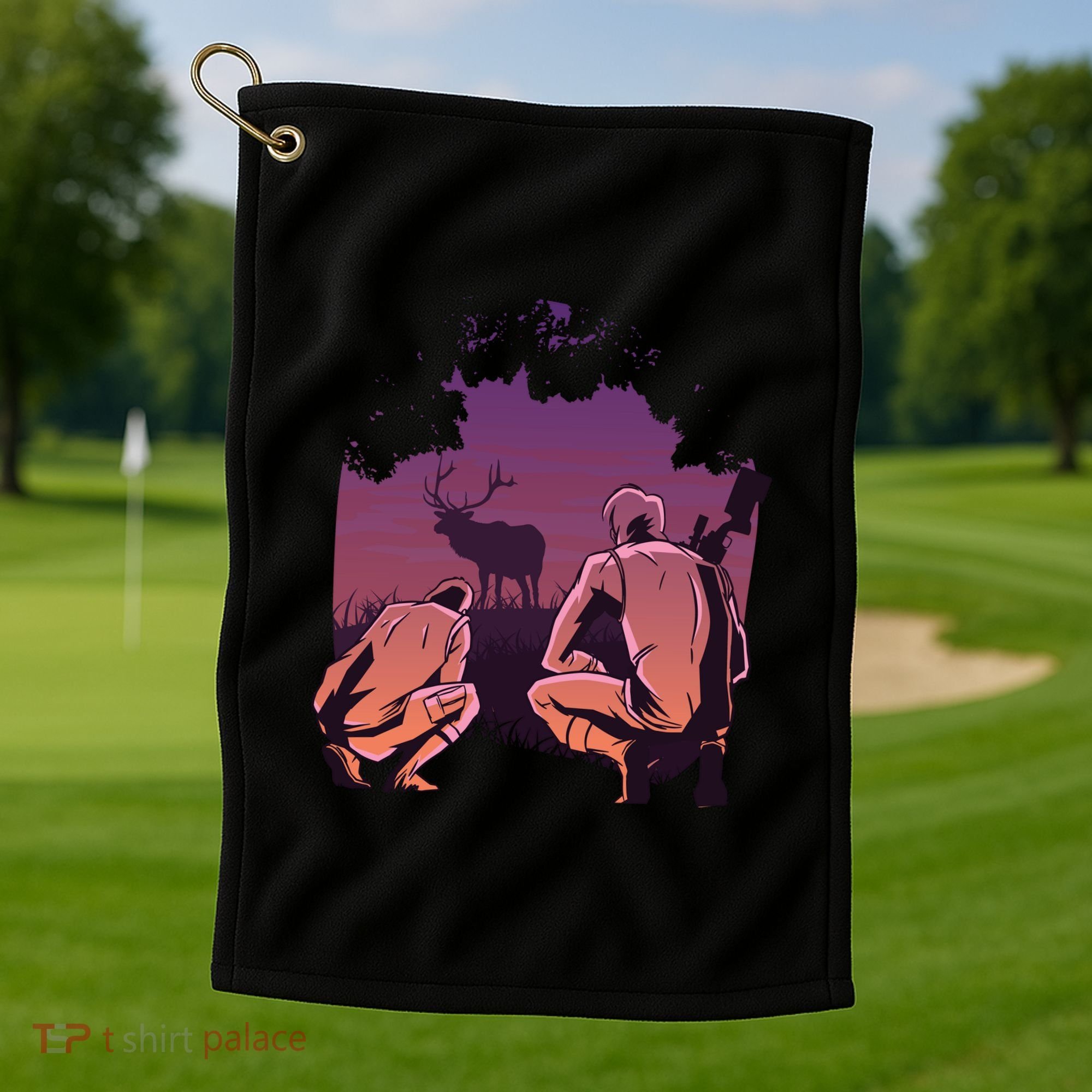 Deer Hunting Scene Golf Towel