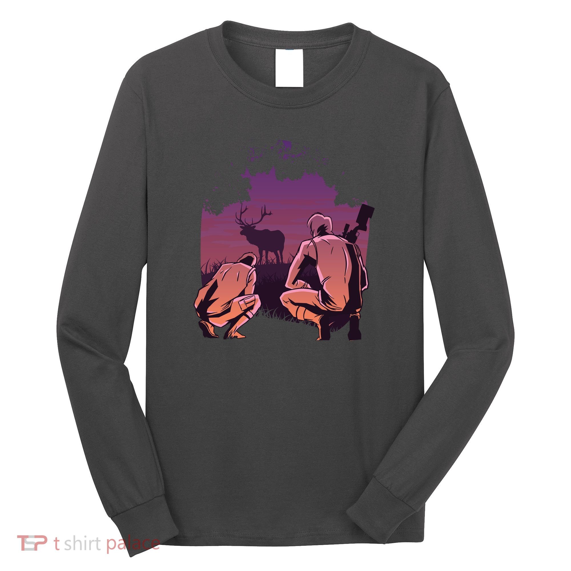 Deer Hunting Scene Long Sleeve Shirt