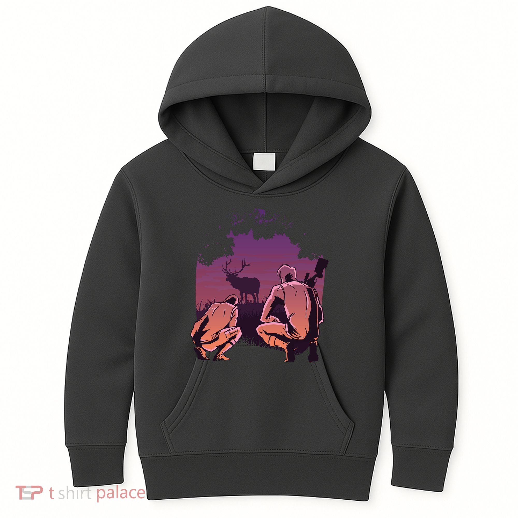 Deer Hunting Scene Kids Hoodie