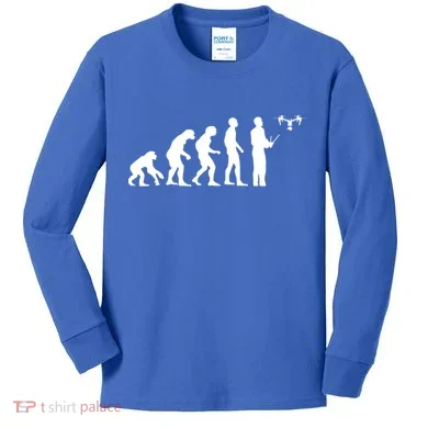 Drone Evolution Funny Quadcopter Drone Pilot Gift Kids Long Sleeve Shirt