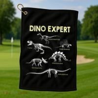 Dino Expert Future Paleontologist Dinosaur Fossil Bones Golf Towel thumb 1