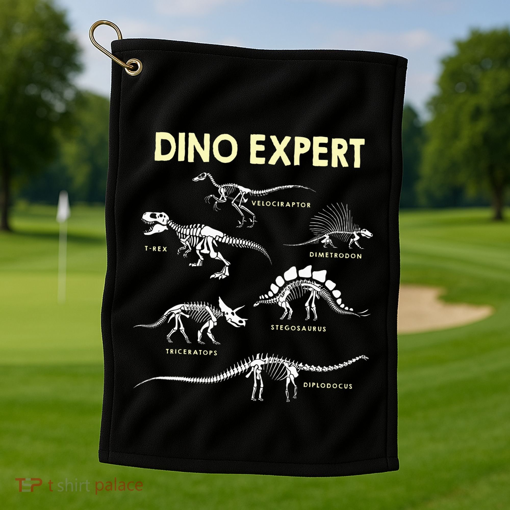 Dino Expert Future Paleontologist Dinosaur Fossil Bones Golf Towel