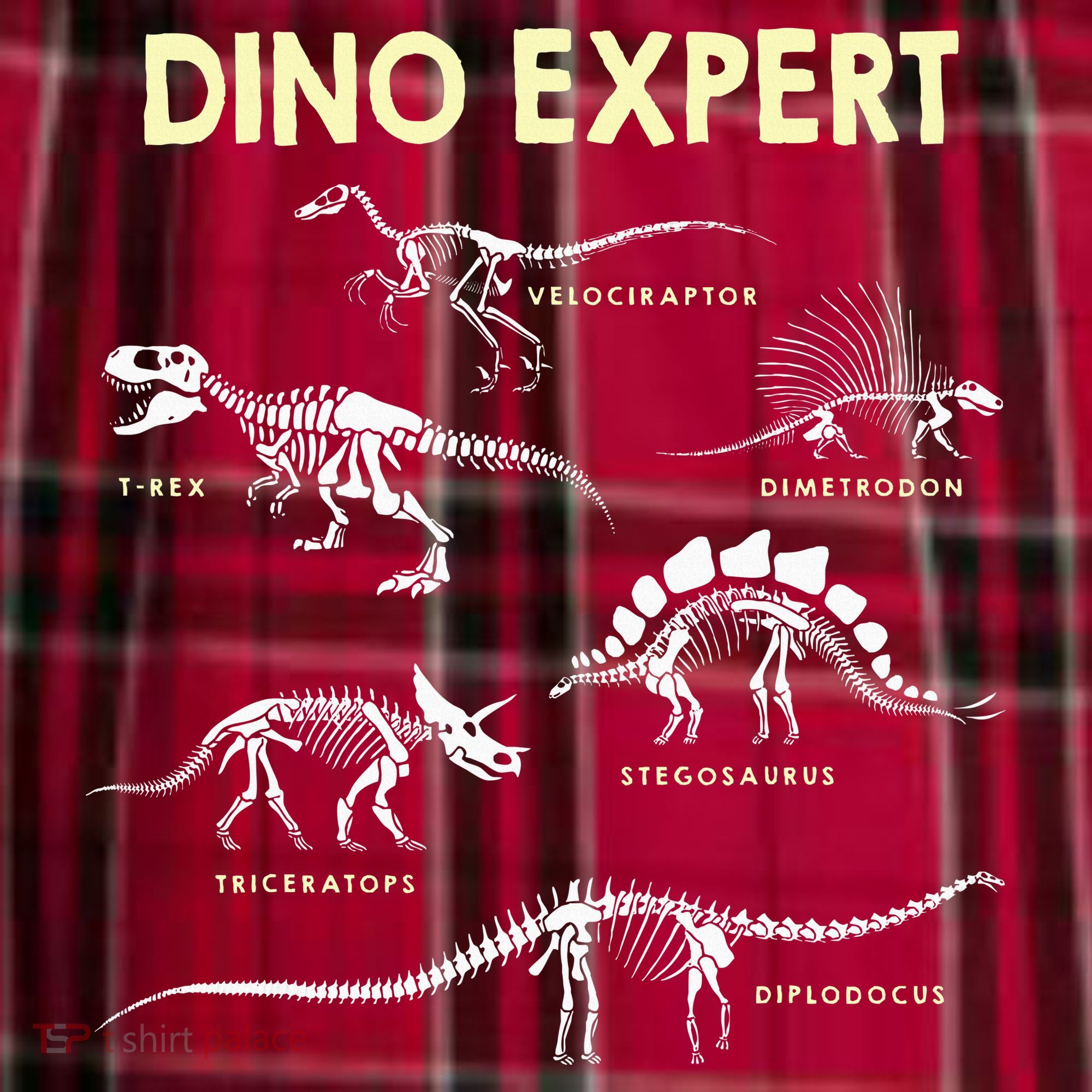 Dino Expert Future Paleontologist Dinosaur Fossil Bones Women's Flannel Plaid Pajama Pants