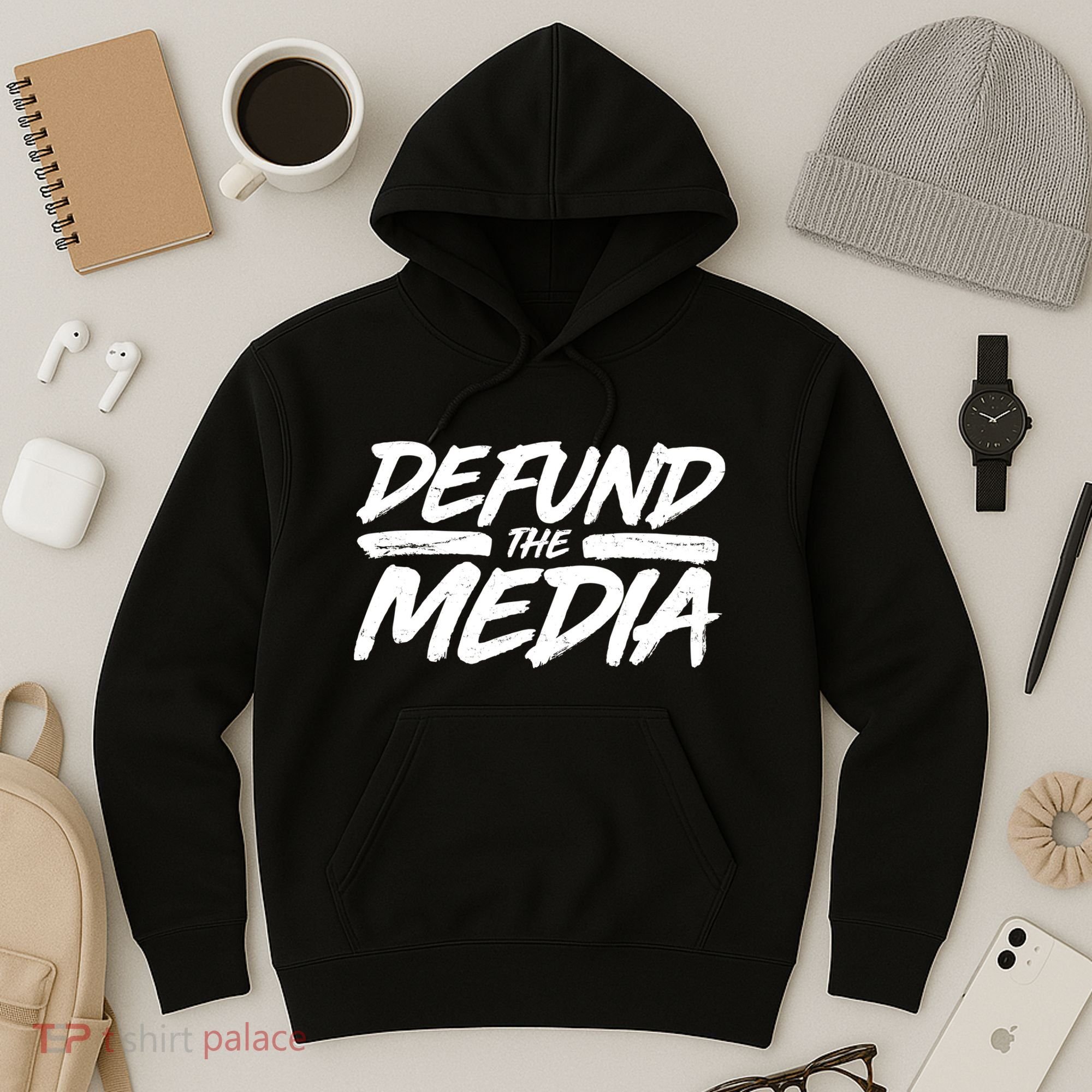 Defund The Media Distressed Hoodie