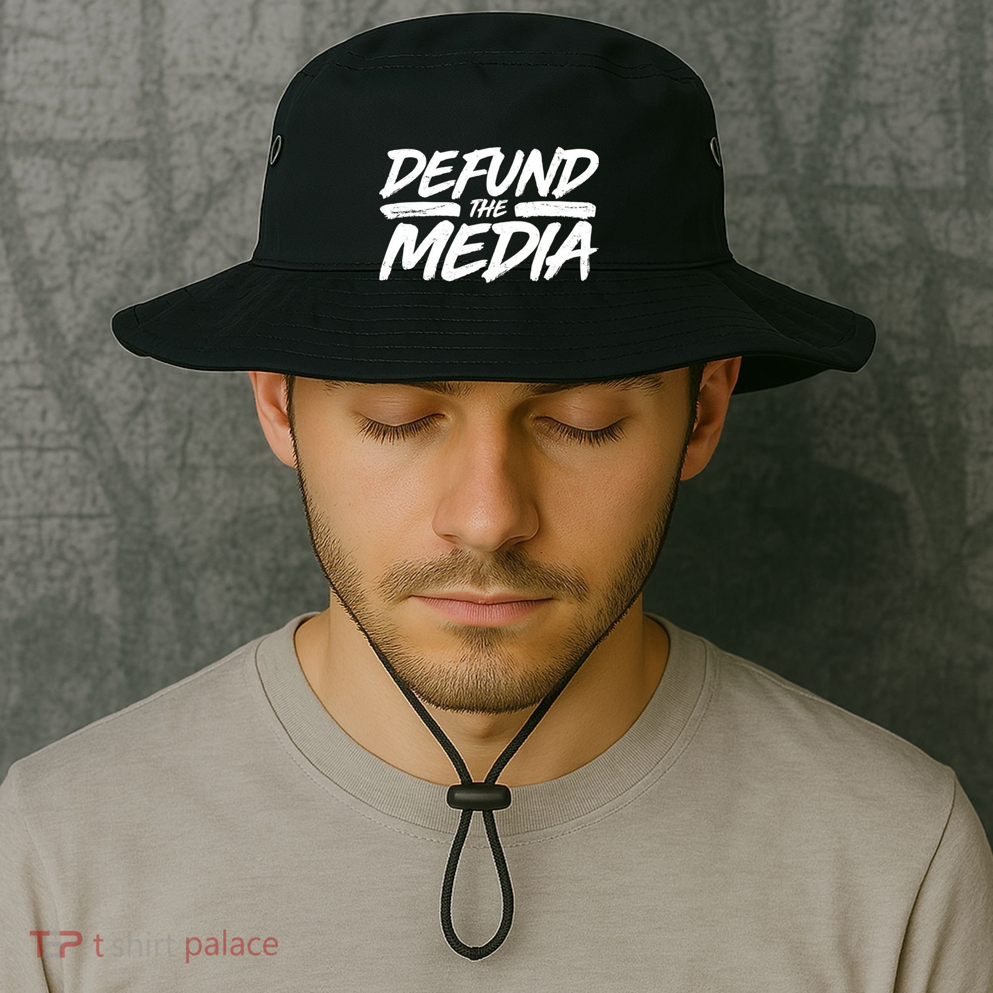 Defund The Media Distressed Bucket Hat
