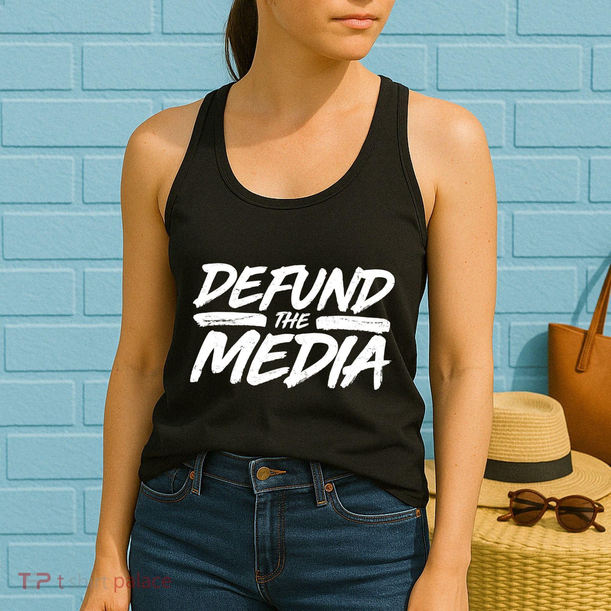Defund The Media Distressed Women's Tank Top