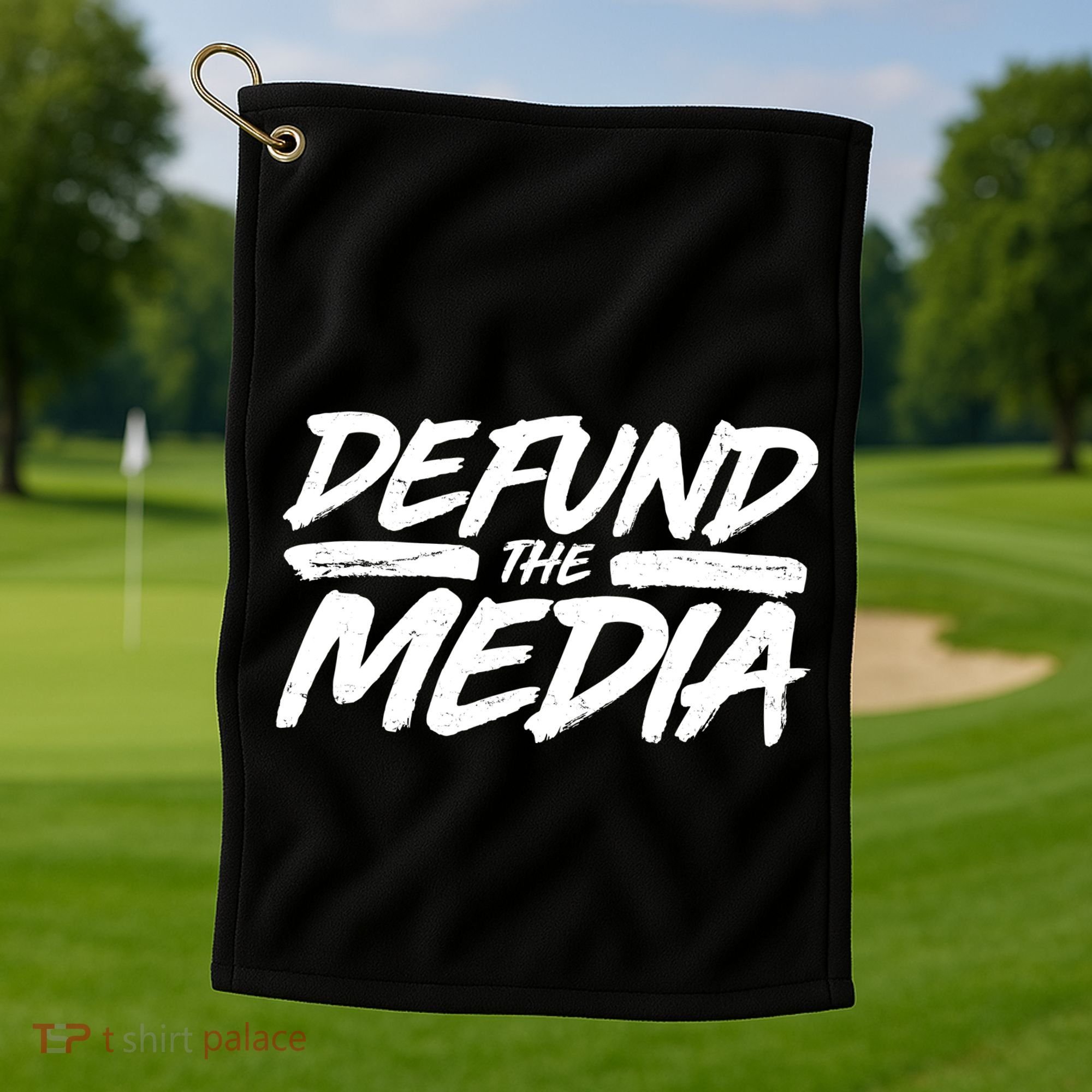 Defund The Media Distressed Golf Towel