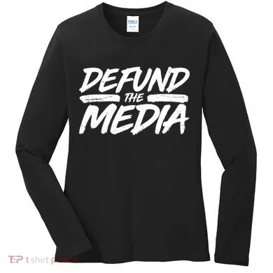 Defund The Media Distressed Women's Long Sleeve Shirt