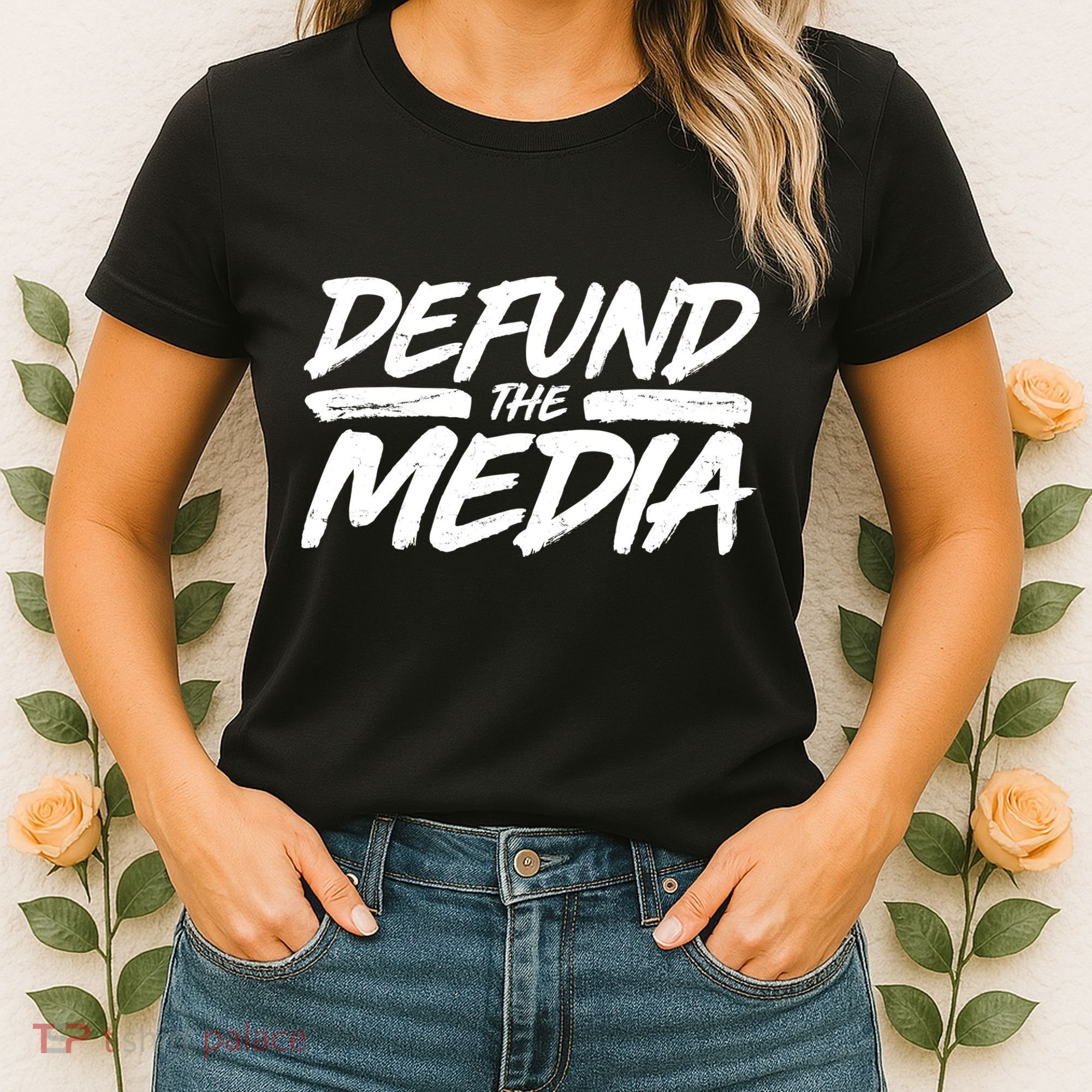 Defund The Media Distressed Women's T-Shirt