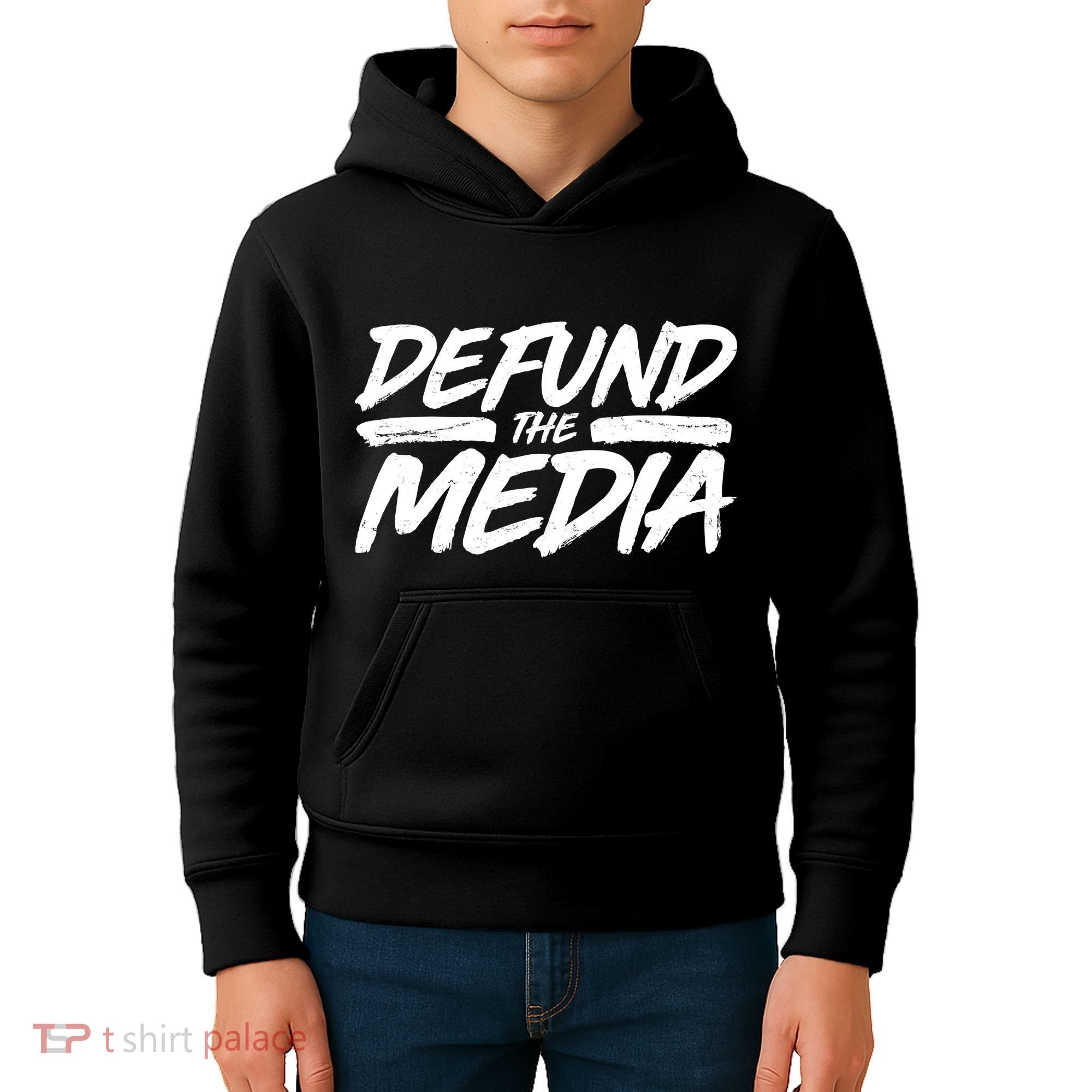 Defund The Media Distressed Kids Hoodie