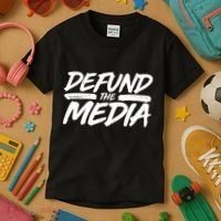 Defund The Media Distressed Kids T-Shirt thumb 3