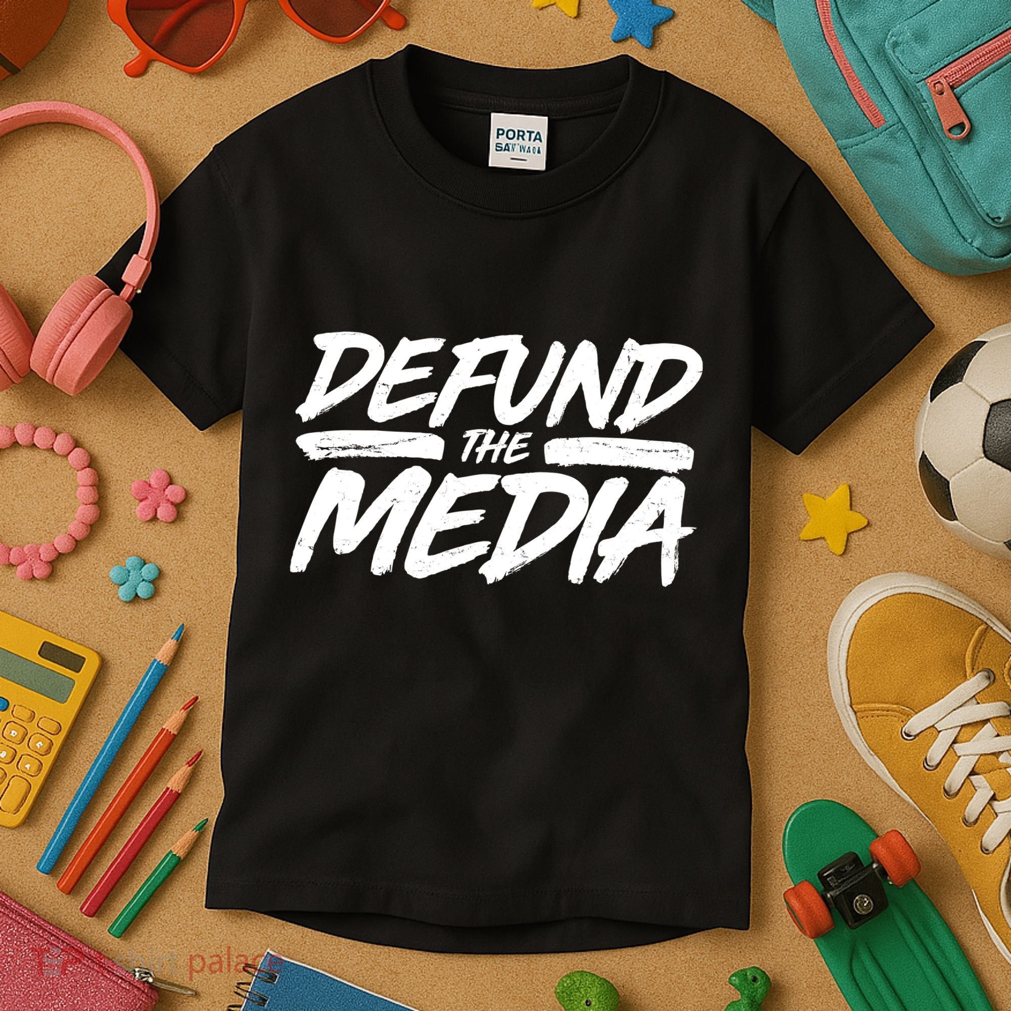 Defund The Media Distressed Kids T-Shirt