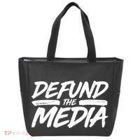 Defund The Media Distressed Tote Bag thumb 0