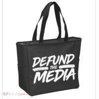 Defund The Media Distressed Tote Bag thumb 2