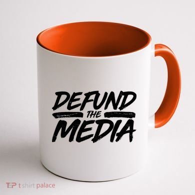 Defund The Media Distressed Coffee Mug back